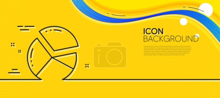 Illustration for Pie chart line icon. Abstract yellow background. Presentation graph sign. Market analytics symbol. Minimal pie chart line icon. Wave banner concept. Vector - Royalty Free Image