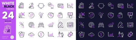 Illustration for Cyber attack, Launch project and Puzzle line icons for website, printing. Collection of Checkbox, Certificate, Vinyl record icons. Dot plot, Payment click, Inspiration web elements. Vector - Royalty Free Image