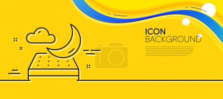 Illustration for Night mattress line icon. Abstract yellow background. Orthopedic sleeping pad sign. Breathable sleep bed symbol. Minimal night mattress line icon. Wave banner concept. Vector - Royalty Free Image