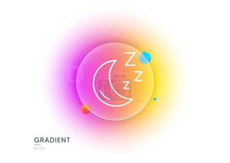Illustration for Moon line icon. Gradient blur button with glassmorphism. Sleep zzz sign. Night lunar symbol. Transparent glass design. Moon line icon. Vector - Royalty Free Image