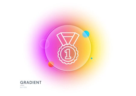 Illustration for Reward Medal line icon. Gradient blur button with glassmorphism. Winner achievement or Award symbol. Glory or Honor sign. Transparent glass design. Best rank line icon. Vector - Royalty Free Image