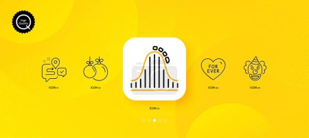 Illustration for Roller coaster, For ever and Journey minimal line icons. Yellow abstract background. Christmas ball, Clown icons. For web, application, printing. Vector - Royalty Free Image