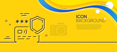 Illustration for Payment protection line icon. Abstract yellow background. Credit card secure sign. Money defense symbol. Minimal payment protection line icon. Wave banner concept. Vector - Royalty Free Image