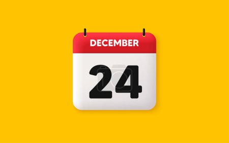Illustration for Calendar date 3d icon. 24th day of the month icon. Event schedule date. Meeting appointment time. Agenda plan, December month schedule 3d calendar and Time planner. 24th day day reminder. Vector - Royalty Free Image