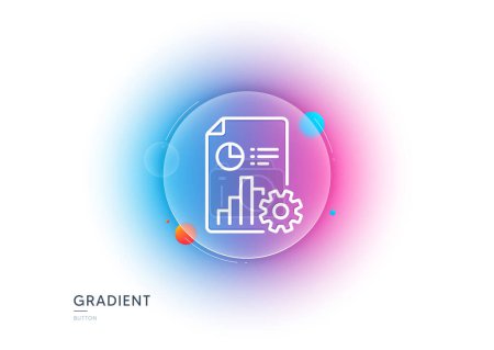 Illustration for Report line icon. Gradient blur button with glassmorphism. Column graph, pie chart sign. Market analytics symbol. Transparent glass design. Report line icon. Vector - Royalty Free Image