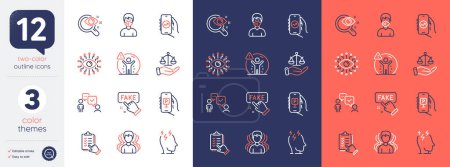 Illustration for Set of Medical mask, Justice scales and Consulting business line icons. Include Checklist, Financial app, Artificial intelligence icons. Group, Parking app, Vision test web elements. Vector - Royalty Free Image