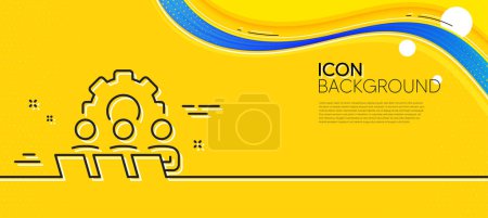 Illustration for Teamwork line icon. Abstract yellow background. Remote office sign. Team employees symbol. Minimal teamwork line icon. Wave banner concept. Vector - Royalty Free Image