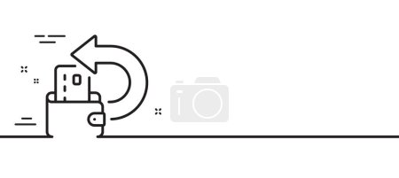 Illustration for Cash back line icon. Credit card money sign. Online wallet symbol. Minimal line illustration background. Cash back line icon pattern banner. White web template concept. Vector - Royalty Free Image