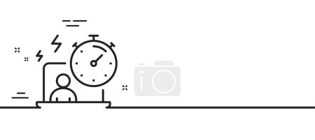 Illustration for Work timer line icon. Task stopwatch time sign. Online countdown clock symbol. Minimal line illustration background. Timer line icon pattern banner. White web template concept. Vector - Royalty Free Image