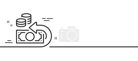 Illustration for Cash back line icon. Return money sign. Bank benefits symbol. Minimal line illustration background. Cash back line icon pattern banner. White web template concept. Vector - Royalty Free Image
