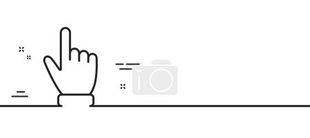 Téléchargez les illustrations : Icône de ligne de curseur main. Cliquez sur signe d'action. Symbole du doigt. Illustration de ligne minimale. Bannière de motif d'icône de ligne de curseur. Concept de gabarit Web blanc. Vecteur - en licence libre de droit