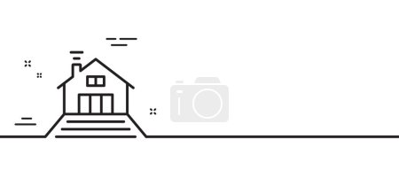 Téléchargez les illustrations : Icône de ligne de terrasse. Panneau d'architecture. Symbole de toit plat. Illustration de ligne minimale. Bannière de motif d'icône de ligne de terrasse. Concept de gabarit Web blanc. Vecteur - en licence libre de droit