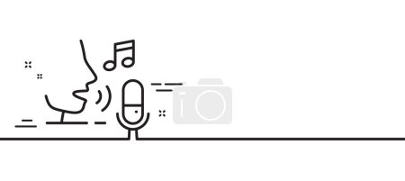 Illustration for Microphone line icon. Studio mic sign. Voice record device symbol. Minimal line illustration background. Microphone line icon pattern banner. White web template concept. Vector - Royalty Free Image
