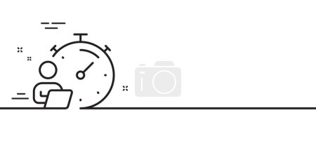 Illustration for Work timer line icon. Task stopwatch time sign. Online countdown clock symbol. Minimal line illustration background. Timer line icon pattern banner. White web template concept. Vector - Royalty Free Image