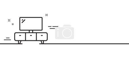 Illustration for Tv stand line icon. Home furniture sign. Modern dresser symbol. Minimal line illustration background. Tv stand line icon pattern banner. White web template concept. Vector - Royalty Free Image
