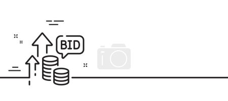 Illustration for Bid offer line icon. Auction sign. Raise the price up symbol. Minimal line illustration background. Bid offer line icon pattern banner. White web template concept. Vector - Royalty Free Image
