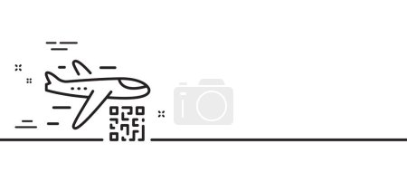Ilustración de Icono de línea de código Qr. Escanea el código de barras. Símbolo del escáner de billetes. Fondo de ilustración de línea mínima. Banner de patrón de icono de línea de código Qr. Concepto de plantilla web blanca. Vector - Imagen libre de derechos
