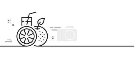 Ilustración de Icono de línea de jugo de naranja. Signo de bebida fresca. Símbolo de bebida de fruta. Fondo de ilustración de línea mínima. Banner de patrón de icono de línea de jugo de naranja. Concepto de plantilla web blanca. Vector - Imagen libre de derechos