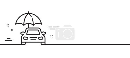Illustration for Car insurance line icon. Risk management sign. Vehicle with umbrella symbol. Minimal line illustration background. Car insurance line icon pattern banner. White web template concept. Vector - Royalty Free Image