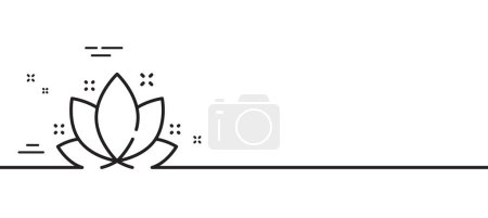 Ilustración de Icono de línea de loto. Signo de flor de meditación de yoga. Mente relajada y símbolo de paz. Fondo de ilustración de línea mínima. Banner de patrón de icono de línea de loto. Concepto de plantilla web blanca. Vector - Imagen libre de derechos