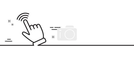 Ilustración de Icono de línea de cursor de mano. Haga clic en signo de acción. Símbolo puntero de dedo. Fondo de ilustración de línea mínima. Banner de patrón de icono de línea de cursor. Concepto de plantilla web blanca. Vector - Imagen libre de derechos