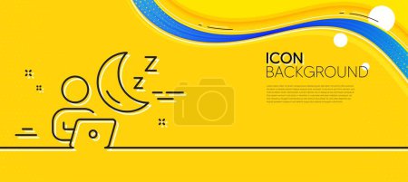 Illustration for Night shift line icon. Abstract yellow background. Online insomnia sign. Dream office symbol. Minimal shift line icon. Wave banner concept. Vector - Royalty Free Image