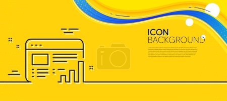 Illustration for Web report line icon. Abstract yellow background. Column graph sign. Growth diagram symbol. Minimal web report line icon. Wave banner concept. Vector - Royalty Free Image