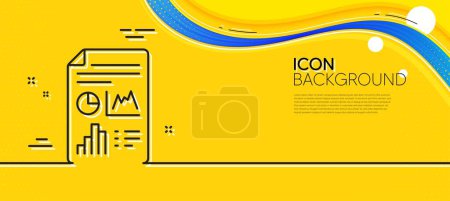 Illustration for Report document line icon. Abstract yellow background. Column graph sign. Growth diagram, pie chart symbol. Minimal report document line icon. Wave banner concept. Vector - Royalty Free Image