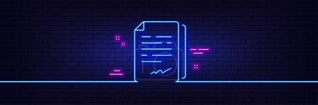 Illustration for Neon light glow effect. Document signature line icon. Agreement doc file sign. Office note symbol. 3d line neon glow icon. Brick wall banner. Document signature outline. Vector - Royalty Free Image