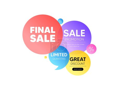 Illustration for Discount offer bubble banner. Final Sale tag. Special offer price sign. Advertising Discounts symbol. Promo coupon banner. Final sale round tag. Quote shape element. Vector - Royalty Free Image