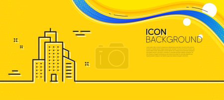 Illustration for Skyscraper buildings line icon. Abstract yellow background. City architecture sign. Town symbol. Minimal skyscraper buildings line icon. Wave banner concept. Vector - Royalty Free Image
