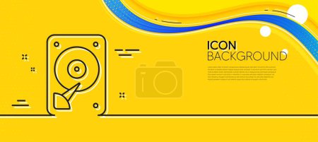 Illustration for HDD icon. Abstract yellow background. Hard disk storage sign. Hard drive memory symbol. Minimal hDD line icon. Wave banner concept. Vector - Royalty Free Image