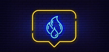 Illustration for Neon light speech bubble. Flammable fuel line icon. Fire energy sign. Heating power energy symbol. Neon light background. Flammable fuel glow line. Brick wall banner. Vector - Royalty Free Image