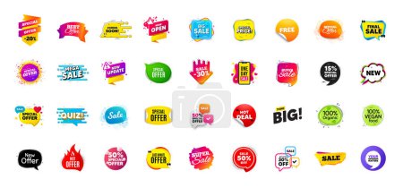 Illustration for Promo offer discount sale banners. Best deal price stickers. Black friday special offer tags. Sale bubble coupon. Promotion discount banner templates design. Buy offer sticker. Promotion flyer. Vector - Royalty Free Image