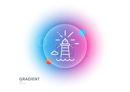 Illustration for Lighthouse line icon. Gradient blur button with glassmorphism. Beacon tower sign. Searchlight building symbol. Transparent glass design. Lighthouse line icon. Vector - Royalty Free Image