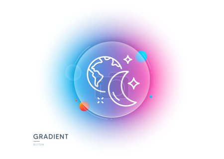 Illustration for Sleep line icon. Gradient blur button with glassmorphism. Night internet sign. Planet with moon symbol. Transparent glass design. Sleep line icon. Vector - Royalty Free Image
