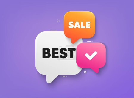 Illustration for Best promotion tag. 3d bubble chat banner. Discount offer coupon. Special offer Sale sign. Advertising Discounts symbol. Best adhesive tag. Promo banner. Vector - Royalty Free Image