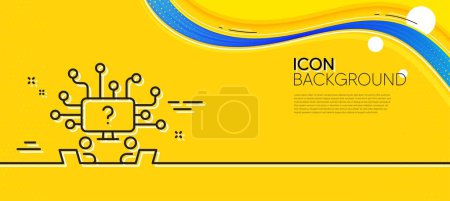 Illustration for Teamwork question line icon. Abstract yellow background. Ask help sign. Outsource support symbol. Minimal teamwork question line icon. Wave banner concept. Vector - Royalty Free Image