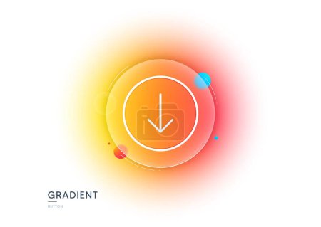 Illustration for Scroll down button line icon. Gradient blur button with glassmorphism. Scrolling screen sign. Swipe page. Transparent glass design. Scroll down line icon. Vector - Royalty Free Image