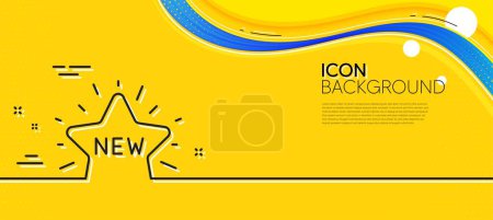 Illustration for New star line icon. Abstract yellow background. Sale shopping sign. Clearance symbol. Minimal new star line icon. Wave banner concept. Vector - Royalty Free Image