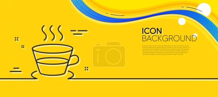 Illustration for Coffee and Tea line icon. Abstract yellow background. Hot drink sign. Fresh beverage symbol. Minimal coffee cup line icon. Wave banner concept. Vector - Royalty Free Image