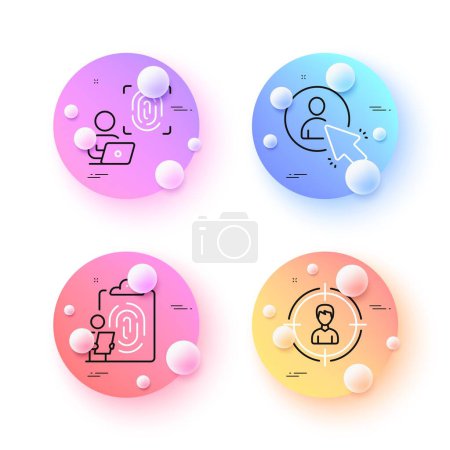 Ilustración de Huella dactilar de la computadora, Huella dactilar e iconos de línea mínima del usuario. esferas 3d o botones de bolas. Iconos cazatalentos. Para web, aplicación, impresión. Vector - Imagen libre de derechos