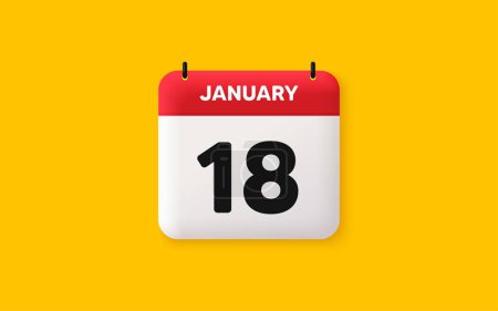 Ilustración de Calendar date 3d icon. 18th day of the month icon. Event schedule date. Meeting appointment time. Agenda plan, January month schedule 3d calendar and Time planner. 18th day day reminder. Vector - Imagen libre de derechos