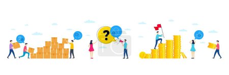 Téléchargez les illustrations : Set of Friend, Health skin and Edit person line icons. People characters with delivery parcel, money coins. Include Like hand icons. For web, application. Love, Clean face, Change user info. Vector - en licence libre de droit