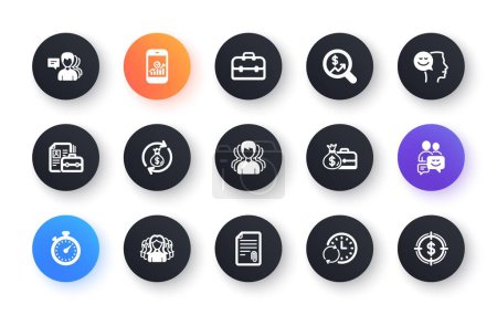 Illustration for Business icons. Group of people, Portfolio and Teamwork icons. User profile classic icon set. Circle web buttons. Vector - Royalty Free Image