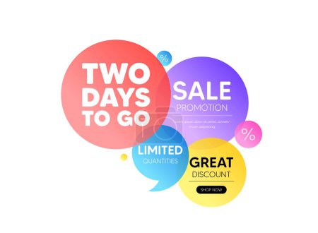 Téléchargez les illustrations : Discount offer bubble banner. 2 days to go tag. Special offer price sign. Advertising discounts symbol. Promo coupon banner. 2 days to go round tag. Quote shape element. Vector - en licence libre de droit