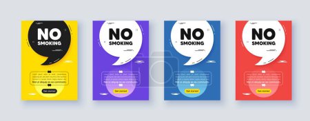 Illustration for Poster frame with quote, comma. No smoking tag. Stop smoke sign. Smoking ban symbol. Quotation offer bubble. No smoking message. Vector - Royalty Free Image