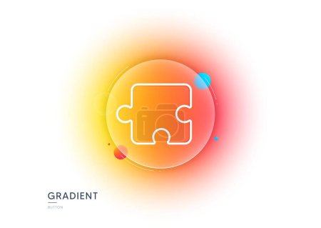 Illustration for Puzzle piece line icon. Gradient blur button with glassmorphism. Jigsaw game shape sign. Business strategy element. Transparent glass design. Puzzle line icon. Vector - Royalty Free Image
