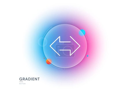 Illustration for Sync arrows line icon. Gradient blur button with glassmorphism. Communication Arrowheads symbol. Navigation pointer sign. Transparent glass design. Sync line icon. Vector - Royalty Free Image