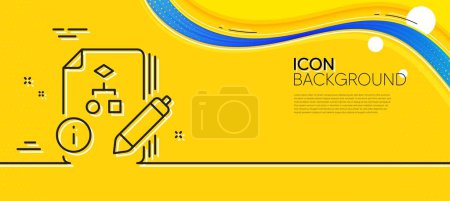 Illustration for Documentation with algorithm line icon. Abstract yellow background. Technical instruction sign. Minimal algorithm line icon. Wave banner concept. Vector - Royalty Free Image